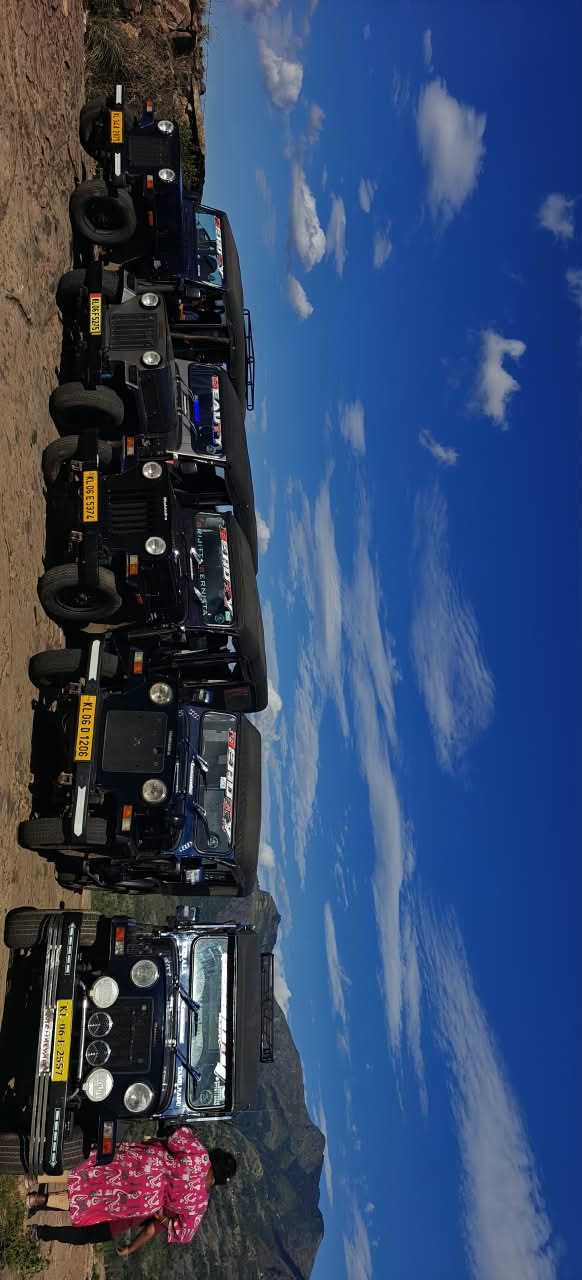 Fleet of vehicles lined up for a trip